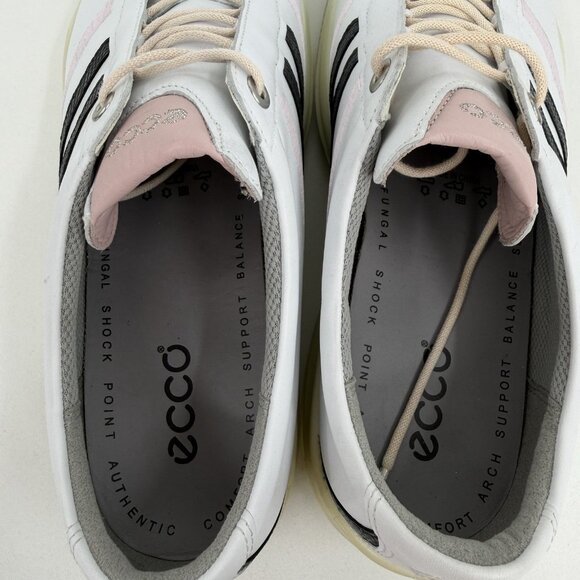 Ecco Women's Golf Shoes with Spikes size 42 EU or 11-11.5 US White Leather/Pink - Picture 8 of 14